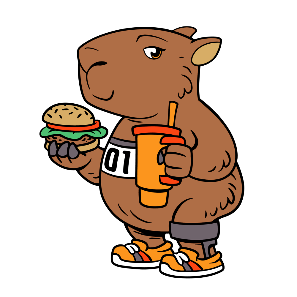 capybara mascot for the burger5k